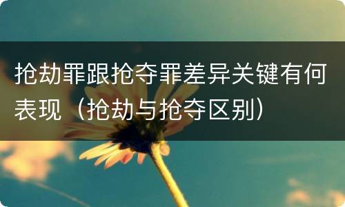 抢劫罪跟抢夺罪差异关键有何表现（抢劫与抢夺区别）