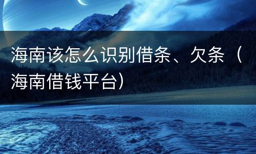 海南该怎么识别借条、欠条（海南借钱平台）