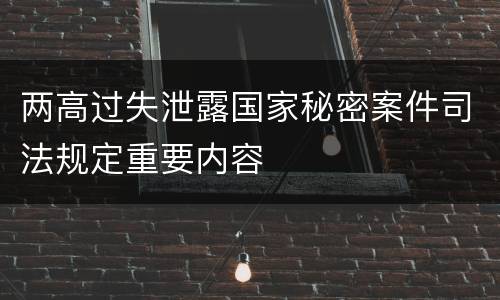 两高过失泄露国家秘密案件司法规定重要内容