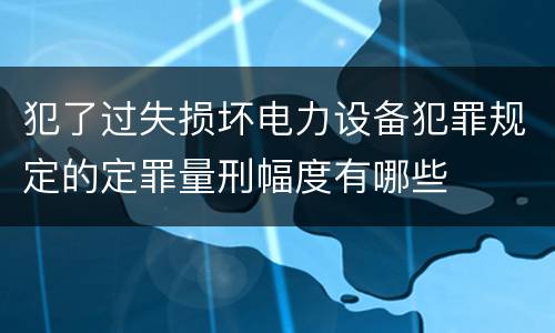 犯了过失损坏电力设备犯罪规定的定罪量刑幅度有哪些