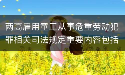 两高雇用童工从事危重劳动犯罪相关司法规定重要内容包括什么