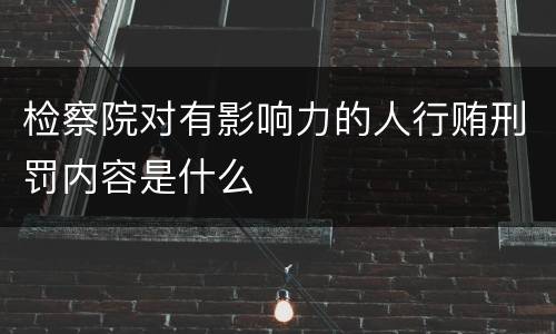 检察院对有影响力的人行贿刑罚内容是什么