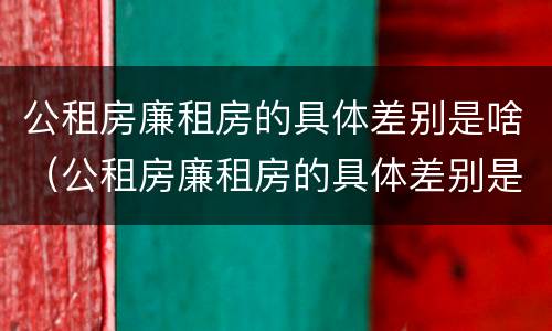 公租房廉租房的具体差别是啥（公租房廉租房的具体差别是啥啊）