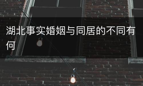 湖北事实婚姻与同居的不同有何