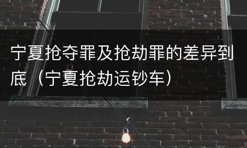 宁夏抢夺罪及抢劫罪的差异到底（宁夏抢劫运钞车）