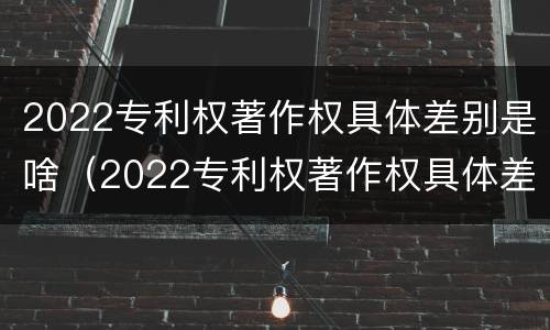 2022专利权著作权具体差别是啥（2022专利权著作权具体差别是啥呢）
