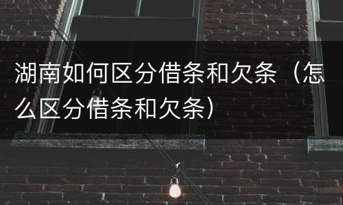 湖南如何区分借条和欠条（怎么区分借条和欠条）