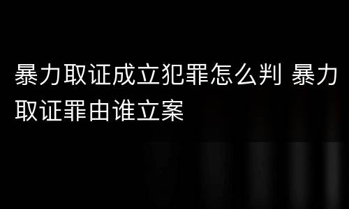 暴力取证成立犯罪怎么判 暴力取证罪由谁立案