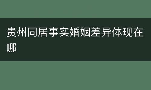 贵州同居事实婚姻差异体现在哪
