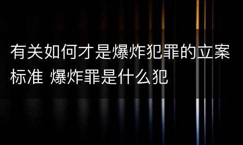有关如何才是爆炸犯罪的立案标准 爆炸罪是什么犯