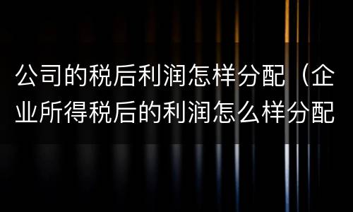 公司的税后利润怎样分配（企业所得税后的利润怎么样分配）