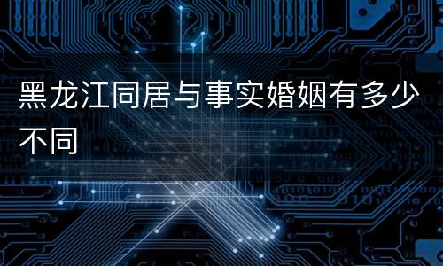 黑龙江同居与事实婚姻有多少不同