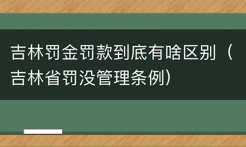 吉林罚金罚款到底有啥区别（吉林省罚没管理条例）