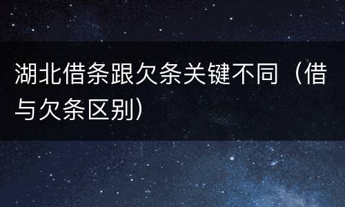 湖北借条跟欠条关键不同（借与欠条区别）