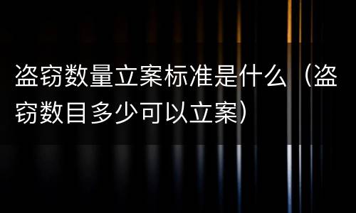 盗窃数量立案标准是什么（盗窃数目多少可以立案）