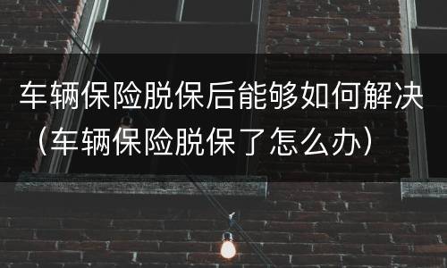 车辆保险脱保后能够如何解决（车辆保险脱保了怎么办）