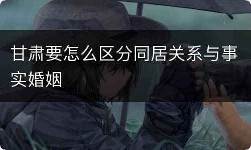 甘肃要怎么区分同居关系与事实婚姻