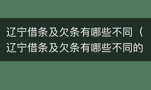 辽宁借条及欠条有哪些不同（辽宁借条及欠条有哪些不同的）
