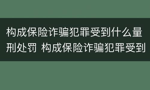 构成保险诈骗犯罪受到什么量刑处罚 构成保险诈骗犯罪受到什么量刑处罚呢