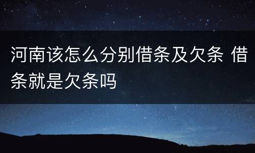 河南该怎么分别借条及欠条 借条就是欠条吗