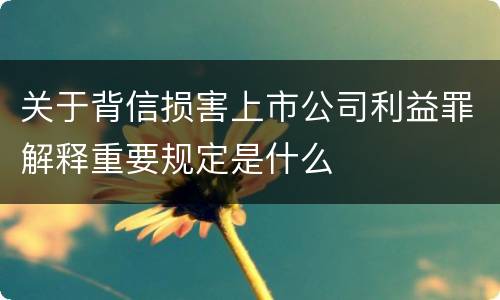关于背信损害上市公司利益罪解释重要规定是什么