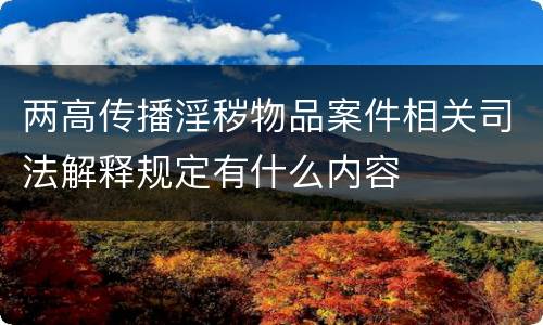 两高传播淫秽物品案件相关司法解释规定有什么内容
