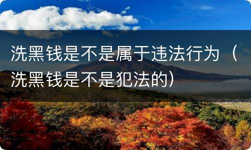 洗黑钱是不是属于违法行为（洗黑钱是不是犯法的）
