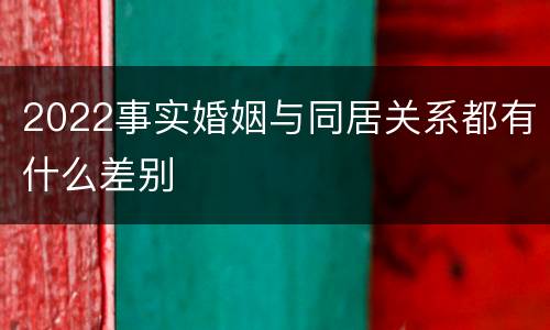 2022事实婚姻与同居关系都有什么差别