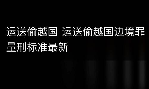 运送偷越国 运送偷越国边境罪量刑标准最新