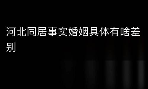 河北同居事实婚姻具体有啥差别