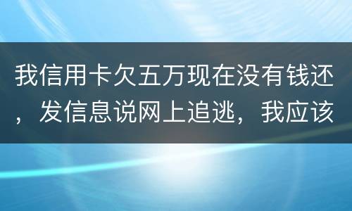 我信用卡欠五万现在没有钱还，发信息说网上追逃，我应该怎么办