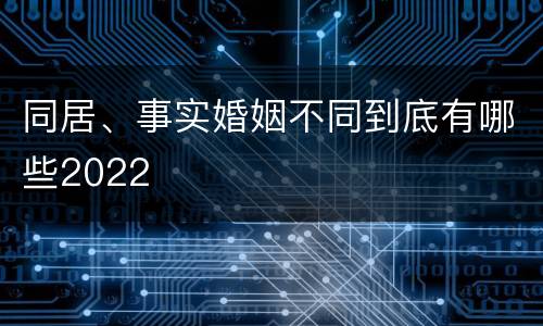 同居、事实婚姻不同到底有哪些2022