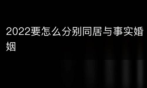 2022要怎么分别同居与事实婚姻