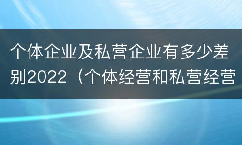 个体企业及私营企业有多少差别2022（个体经营和私营经营的区别）