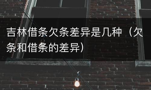 吉林借条欠条差异是几种（欠条和借条的差异）