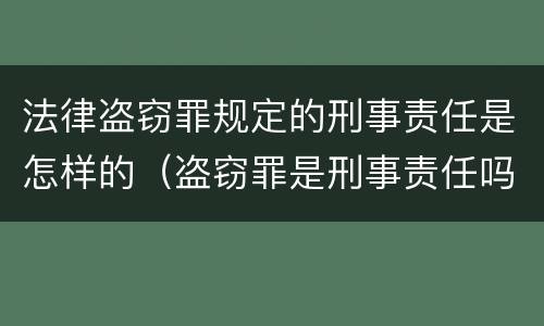 法律盗窃罪规定的刑事责任是怎样的（盗窃罪是刑事责任吗）