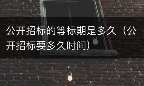 公开招标的等标期是多久（公开招标要多久时间）