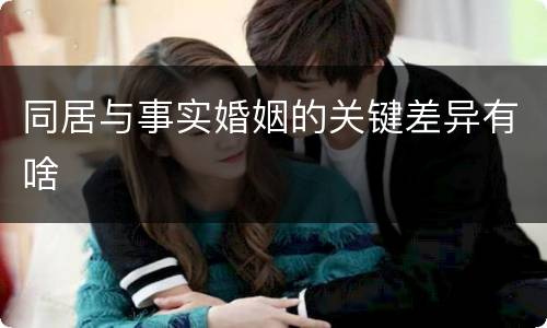 同居与事实婚姻的关键差异有啥