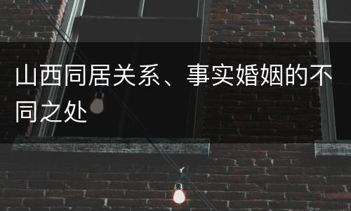 山西同居关系、事实婚姻的不同之处