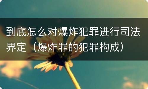 到底怎么对爆炸犯罪进行司法界定（爆炸罪的犯罪构成）