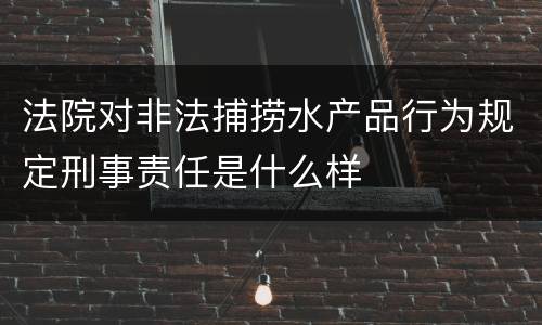 法院对非法捕捞水产品行为规定刑事责任是什么样