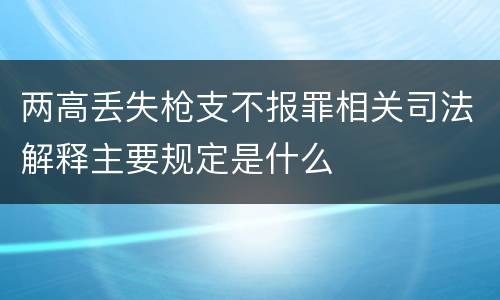 两高丢失枪支不报罪相关司法解释主要规定是什么