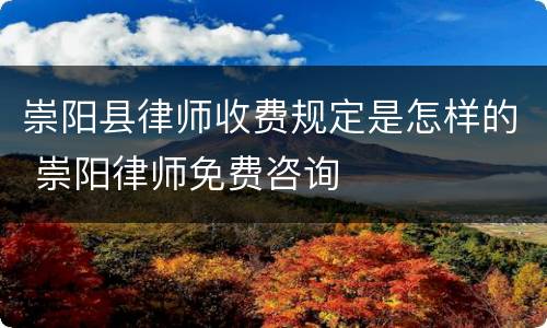 崇阳县律师收费规定是怎样的 崇阳律师免费咨询