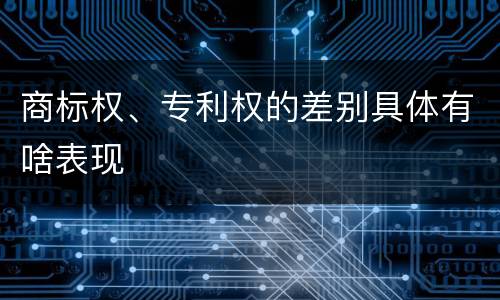 商标权、专利权的差别具体有啥表现