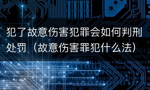 犯了故意伤害犯罪会如何判刑处罚（故意伤害罪犯什么法）
