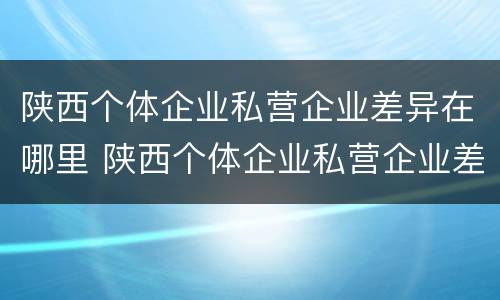 陕西个体企业私营企业差异在哪里 陕西个体企业私营企业差异在哪里查