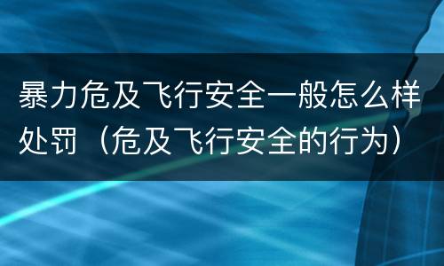 暴力危及飞行安全一般怎么样处罚（危及飞行安全的行为）