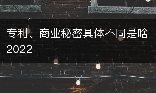 专利、商业秘密具体不同是啥2022