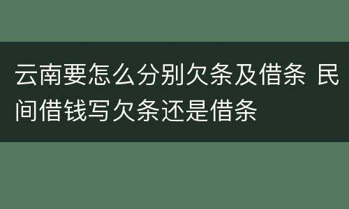 云南要怎么分别欠条及借条 民间借钱写欠条还是借条