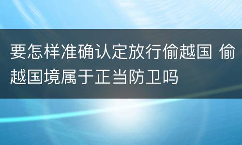 要怎样准确认定放行偷越国 偷越国境属于正当防卫吗